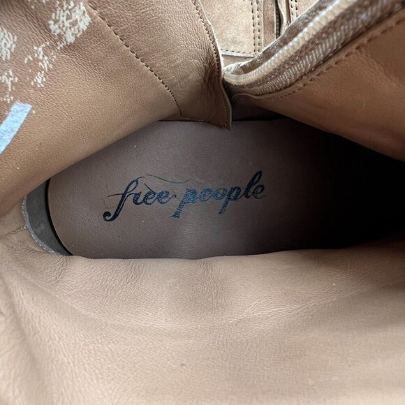 Free People Suede Bodhi Harness Boots 7.5 Brown Pull-On Ankle Fall NWOB - Picture 12 of 12